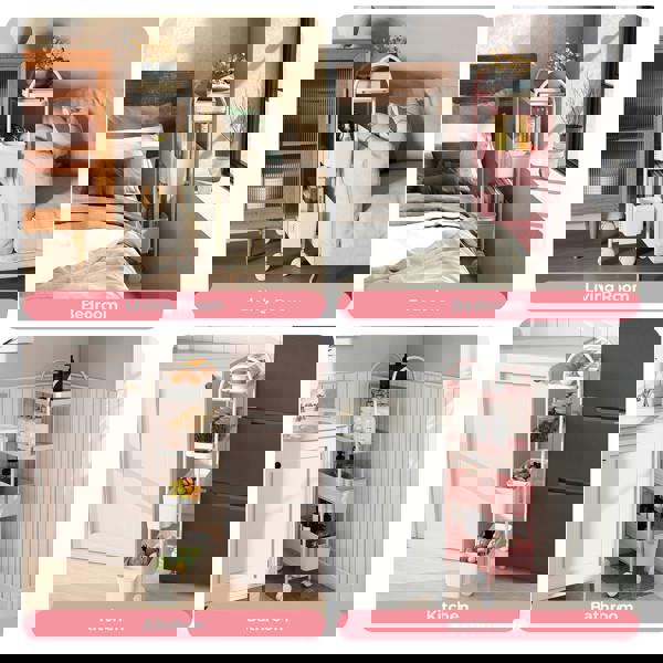 Levede 3 Tier Narrow Kitchen Trolley Cart with Pull-Out Baskets & Storage Bins