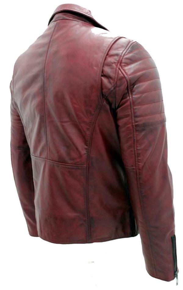 Infinity Leather Mens Slim Fit Brando Style Cross Zip Leather Biker Jacket