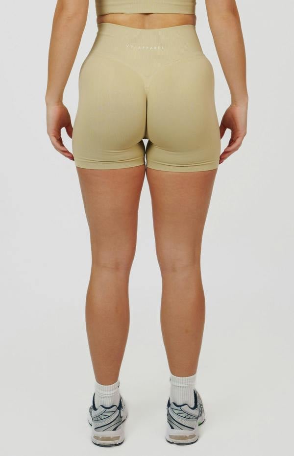V3 Apparel Form Seamless Scrunch Sports Bra, Leggings & Shorts Set - Light Camel