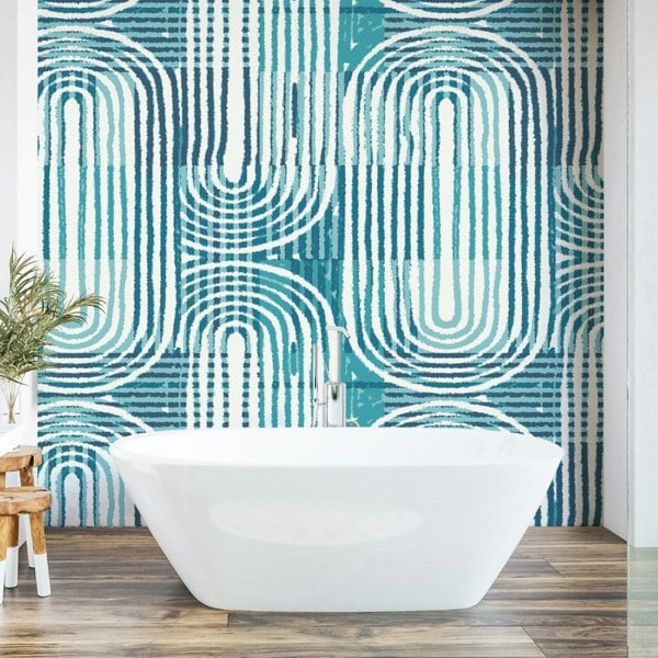 Origin Murals Curved Line Texture Wall Mural - Blue