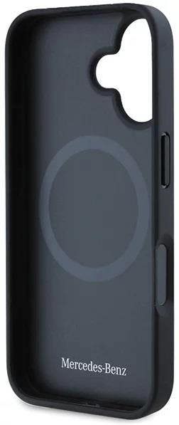 Mercedes MB Blue Line Leather Case with MagSafe for iPhone 16 6.1" Black - MEHMP16S23RURBK