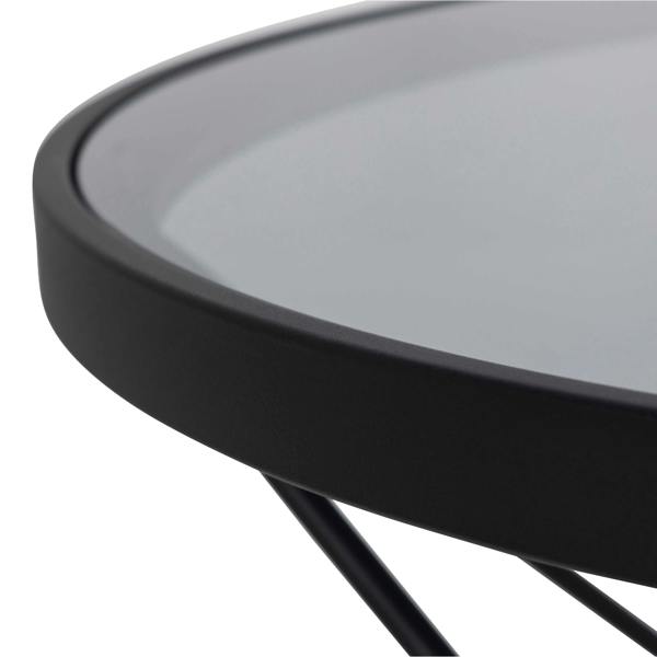 Wyld Haus Klovborg Black Coffee Table with Grey Glass Top