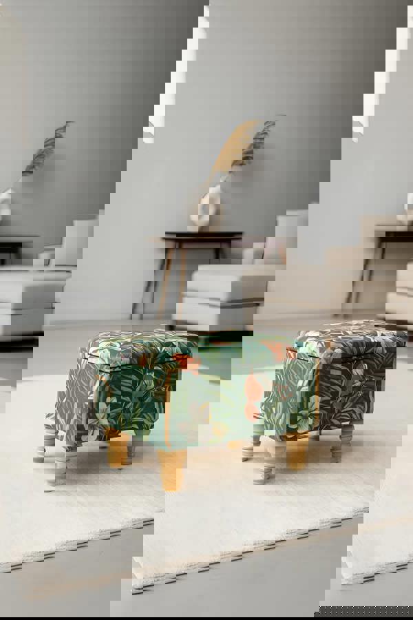 ISTOOLS Premium Green Floral Velvet Ottoman Bench with Storage – Luxury Coffee Table & Pouffe Seating