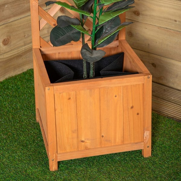 Samuel Alexander 1.6m Samuel Alexander Natural Wooden Freestanding Garden Trellis with Raised Bed Planter