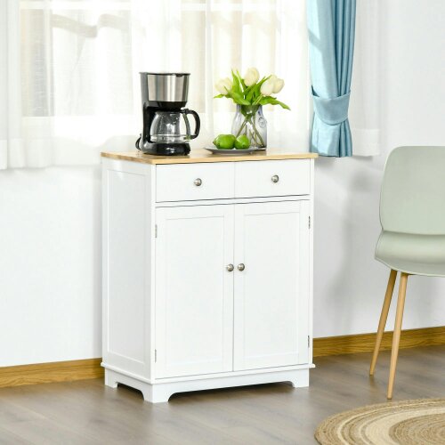 Wyld Haus Colalu Wooden Kitchen Cabinet With Solid Natural Top 2 Doors 2 Drawers