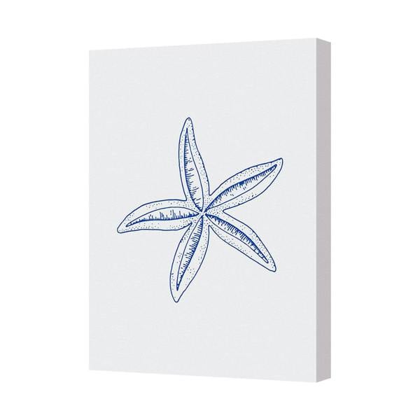 Benjamin Tate Design Blue Starfish Canvas Wall Art Print For Coastal Home Decor