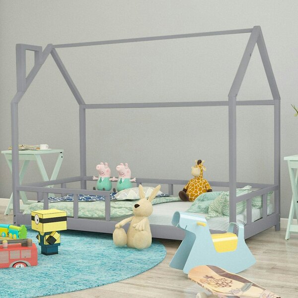 Living and Home 80X160CM Grey Wooden Single House Bed for Kids