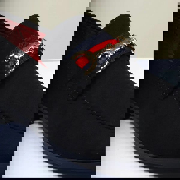 Dolcetto Men's Suede Leather Lined Gold Buckle Loafers