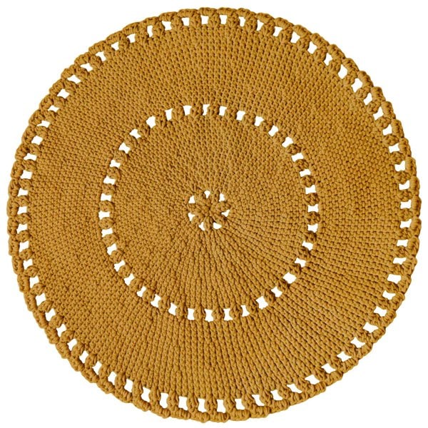 mustard cotton crochet rug