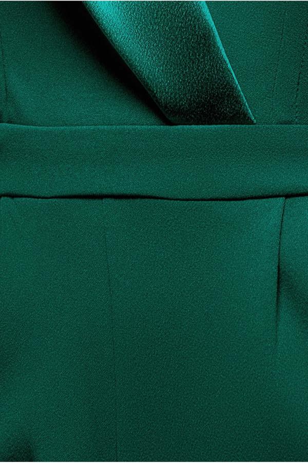 Satin Collar Scuba Jumpsuit - Emerald Green TR299