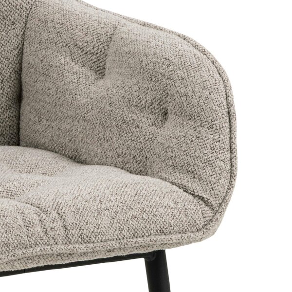 Wyld Haus Buttonfern Set of 2 Beige Diamond Upholstered Dining Chairs with Armrest