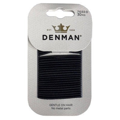 Denman 71033-D 30 x 2mm Black Elastic Hair Bands