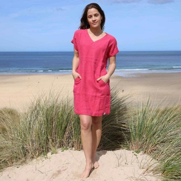 Lazy Jacks LJ527 - Short Linen Dress - Cherry