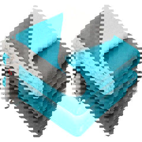 GlamHaus Heated Throw Electric Blanket 6 Heat and 3 Timer Auto Shut Off - Digital Control - Machine Washable - Light Blue