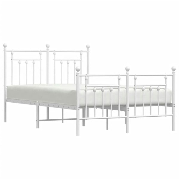 Berkfield Metal Bed Frame with Headboard and Footboard White 120x200 cm
