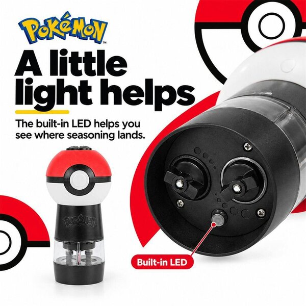 Venom Pokémon Poké Ball Electric Salt and Pepper Grinder with LED Ligh