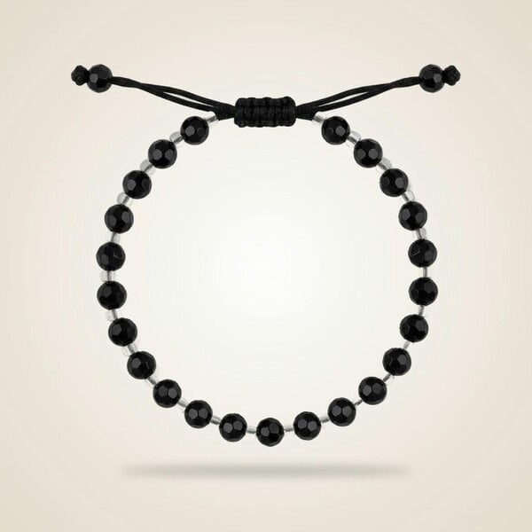The Colourful Aura Adjustable Silver Black Beads Nazaria Bracelet For Kids and New Borns