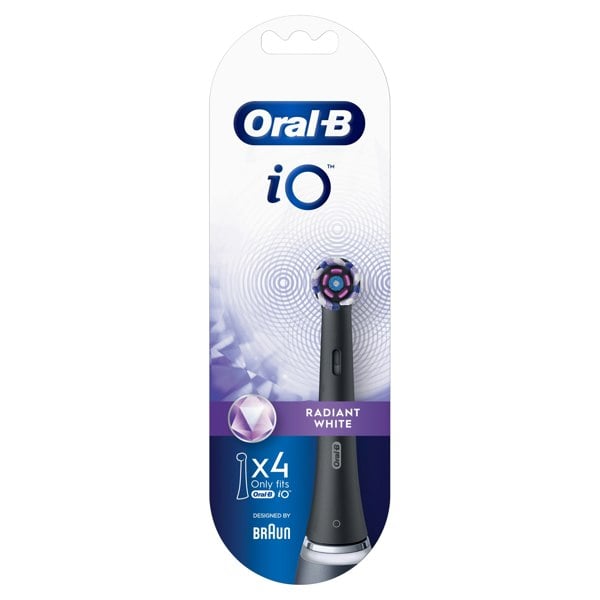 Oral-B iO Radiant White Black Toothbrush Heads, Pack of 4 Counts