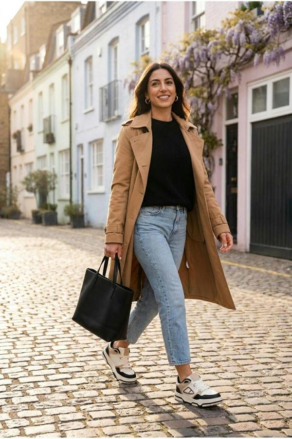 Cordelia Two Tone Panel Chunky Trainers - Black