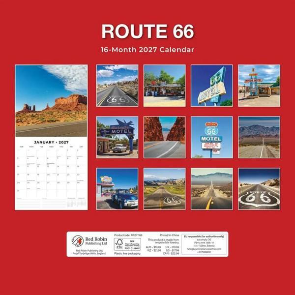 Route 66 Calendar 2027, Wall Calendars, Month To View, Travel, Gift
