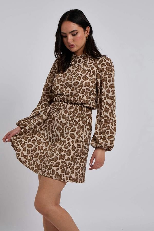Urban Bliss Bay Collar Detail Animal Dress