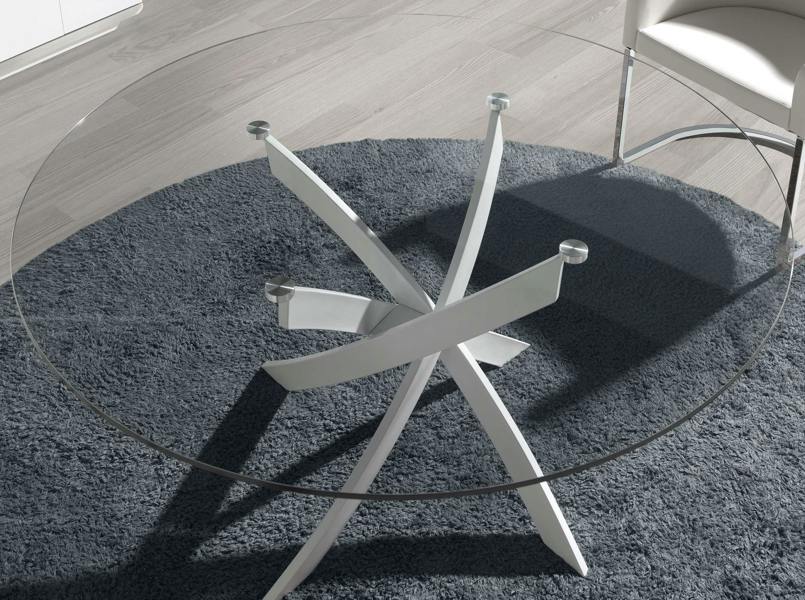 Angel Cerdá Round tempered glass and white steel dining table 1138