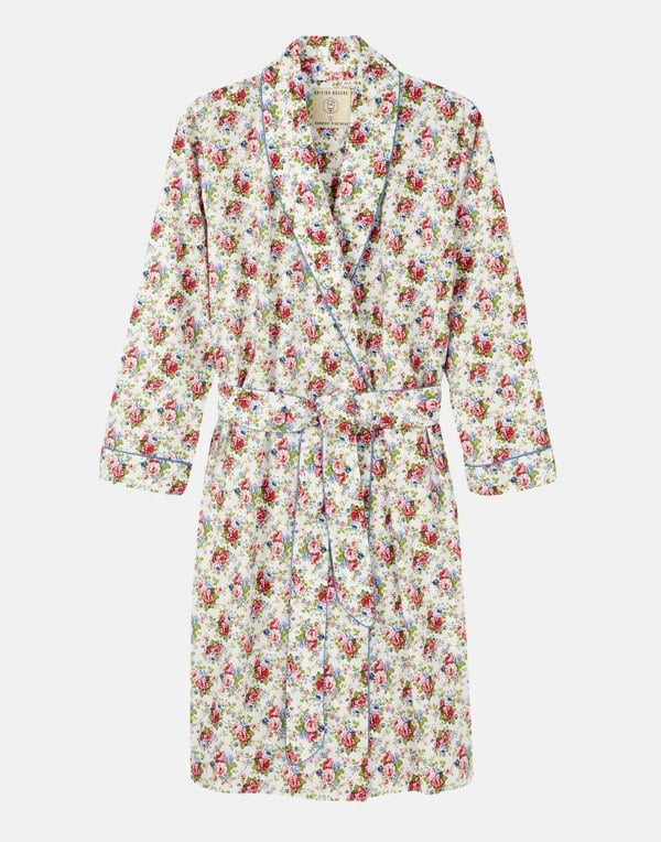 Women's Crisp Cotton Mid-Length Dressing Gown – Rosy Posy - British Boxers