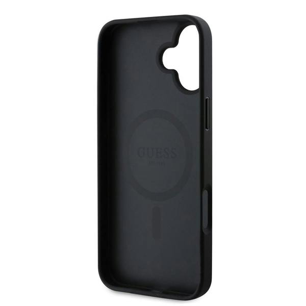 Guess Saffiano Peony Classic Logo Case with MagSafe for iPhone 16 6.1" Black - GUHMP16SAPSMEK