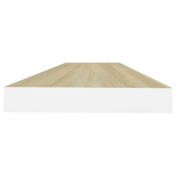 Berkfield Floating Wall Shelf Oak and White 80x23.5x3.8 cm MDF