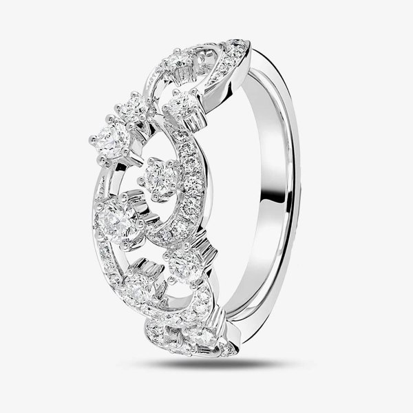 T. H. Baker 18ct White Gold 0.77ct Diamond Fancy Swirl Band Ring LG213/RA N