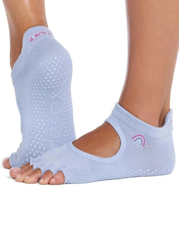ToeSox Half Toe Bellarina Women's Yoga Grip Socks - Rainbow Skies
