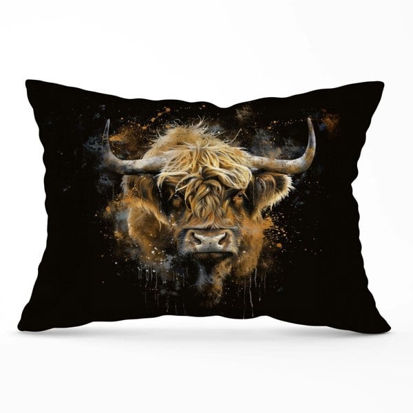 Warren Reed Bronze Splashart Highland Cow Cushions