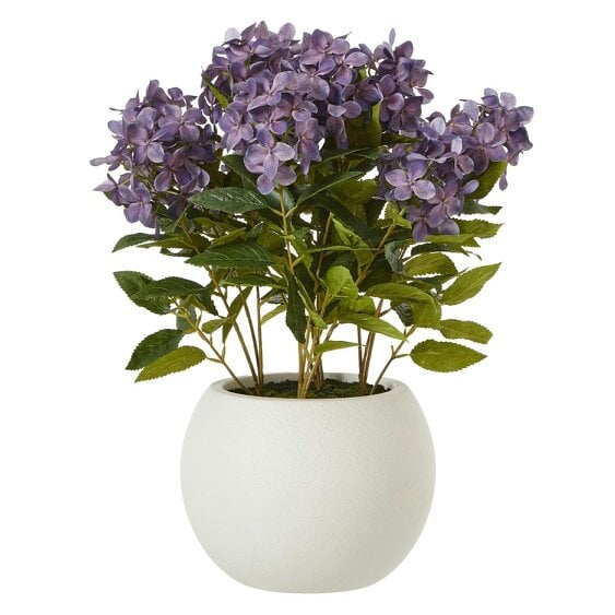 Wyld Haus Artificial Plant Medium Purple Hydrangea Plant In White Ceramic Pot