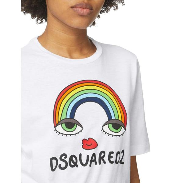 DSQUARED2 Rainbow Graphic White  T-Shirt XS