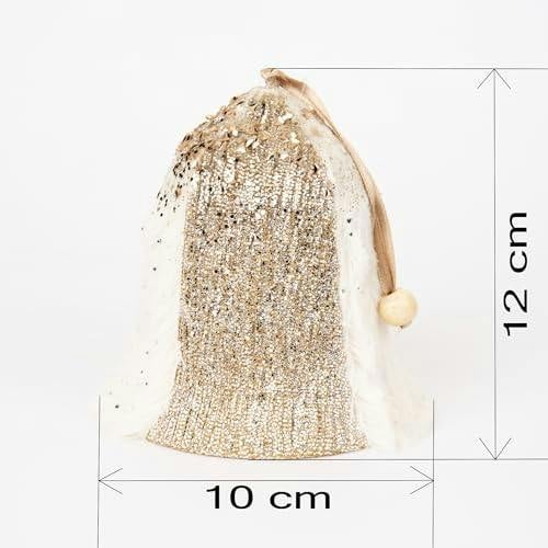 12cm Gold Santa Bell Hanging Decoration Set of 3 for Christmas Trees, Doors and Festive Displays image 3