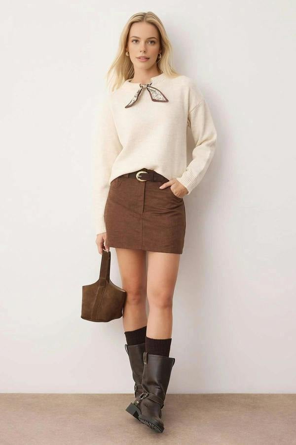 WOVCOR Soft Textured Knit Sweater with Shawl Detail