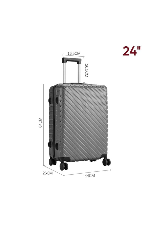 Living and Home Lightweight Hardside Travel Suitcase with Spinner Wheels, 24" Silver