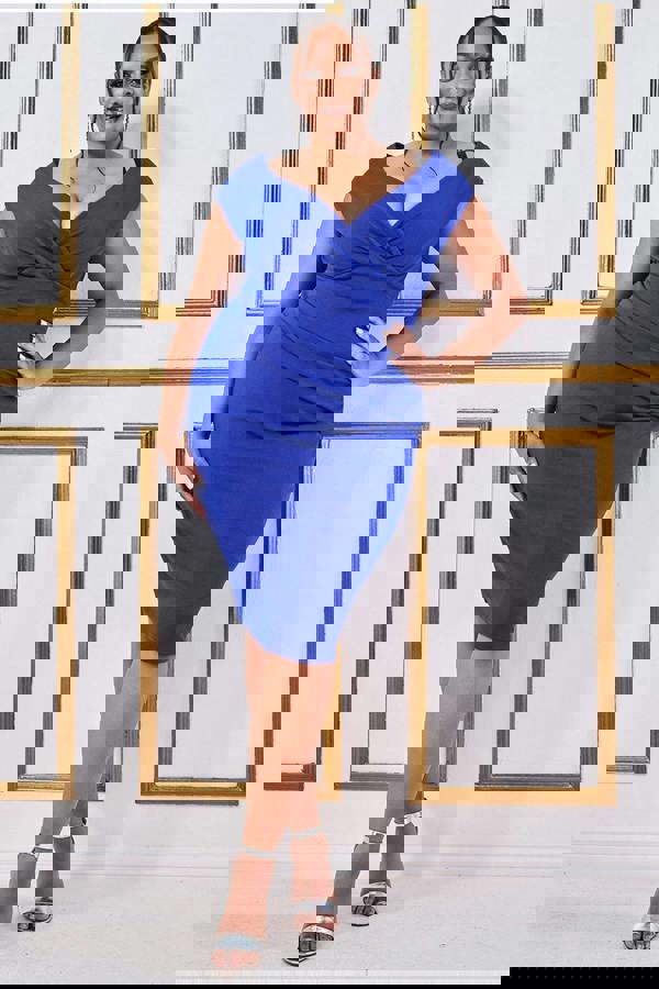 Bardot Pleated Midi Dress - Royal Blue DR1092AP