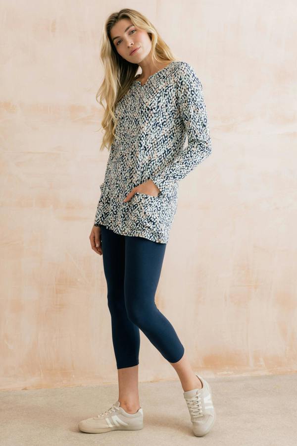 Lily & Me Maple Printed Organic Cotton Jersey Tunic Navy