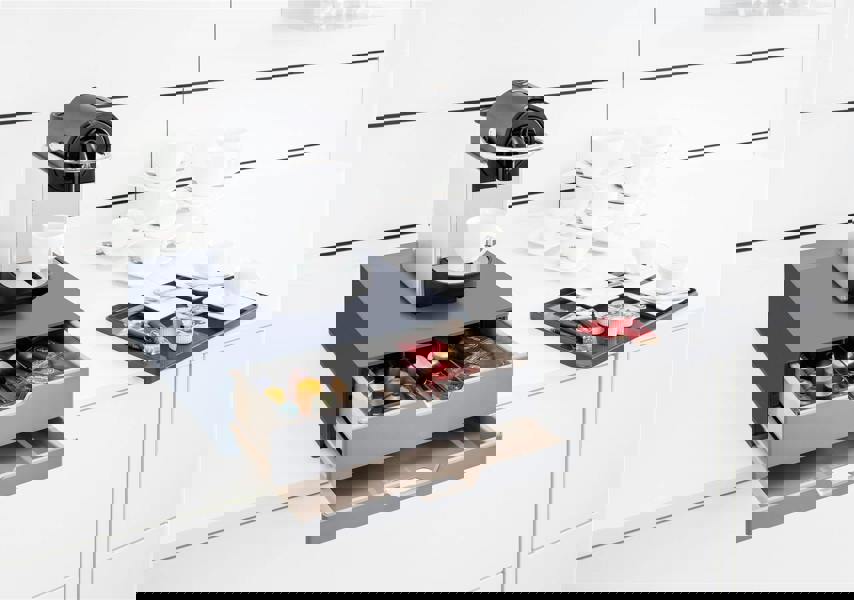 Durable COFFEE POINT 2 Drawer Organiser Storage Box for Tea Bags & Pods | Grey