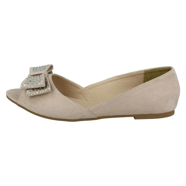 Spot On Ladies Spot On Peep Toe Ballerinas