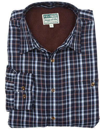 Hoggs of Fife Bark fleece-lined shirt folded, showing button front and brushed outer with warm fleece lining for outdoor country wear