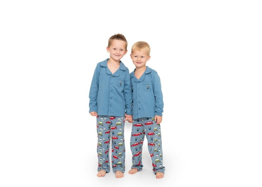 Luca and Rosa Boys button up pyjamas - car print