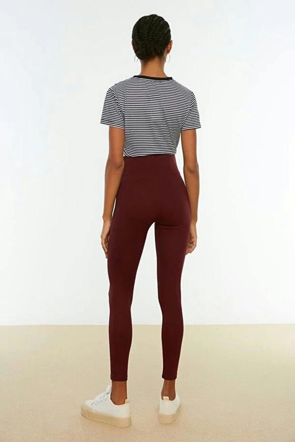 WOVCOR High Waist Elastic Knit Leggings with Elastic Waistband