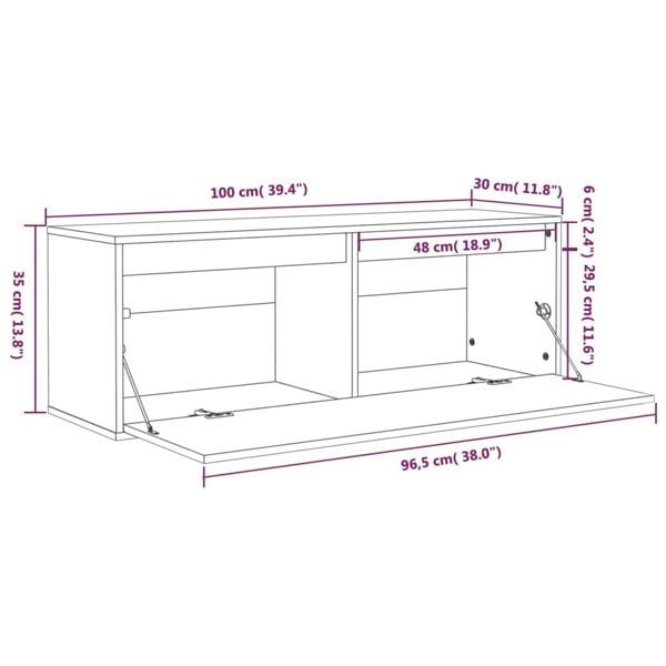 Berkfield Wall Cabinet White 100x30x35 cm Solid Wood Pine