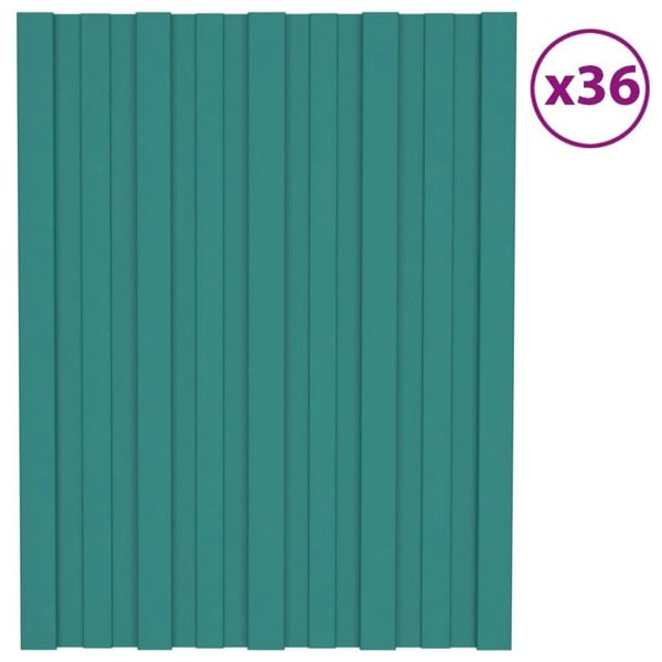Berkfield Roof Panels 36 pcs Galvanised Steel Green 60x45 cm