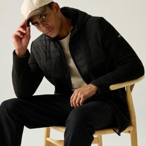 Regatta Mens Frankie Two Tone Borg Fleece Hybrid Jacket - Black
