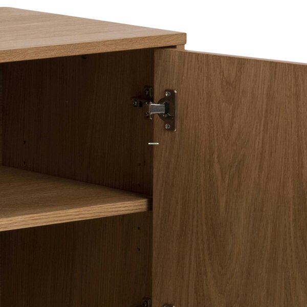 Wyld Haus Chevron Herringbone Natural Oak Wood 3 Door Sideboard