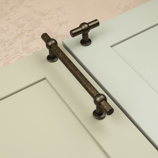 Handle & Home Antique Brass T-Bar Handle and Coordinating Knob