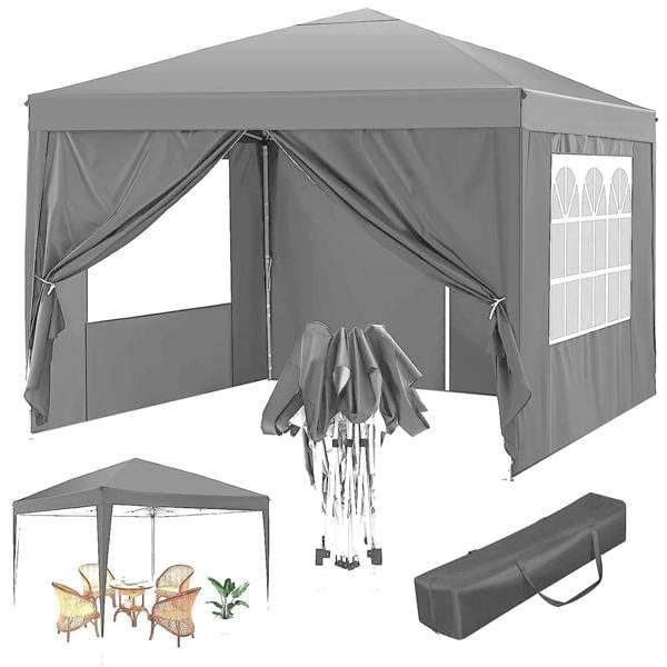 Gr8 Garden Premium 3x3m Grey Pop-Up Gazebo with Side Panels